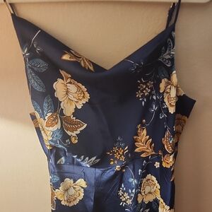 Petal & Pup Cowl Neck Navy Floral Dress